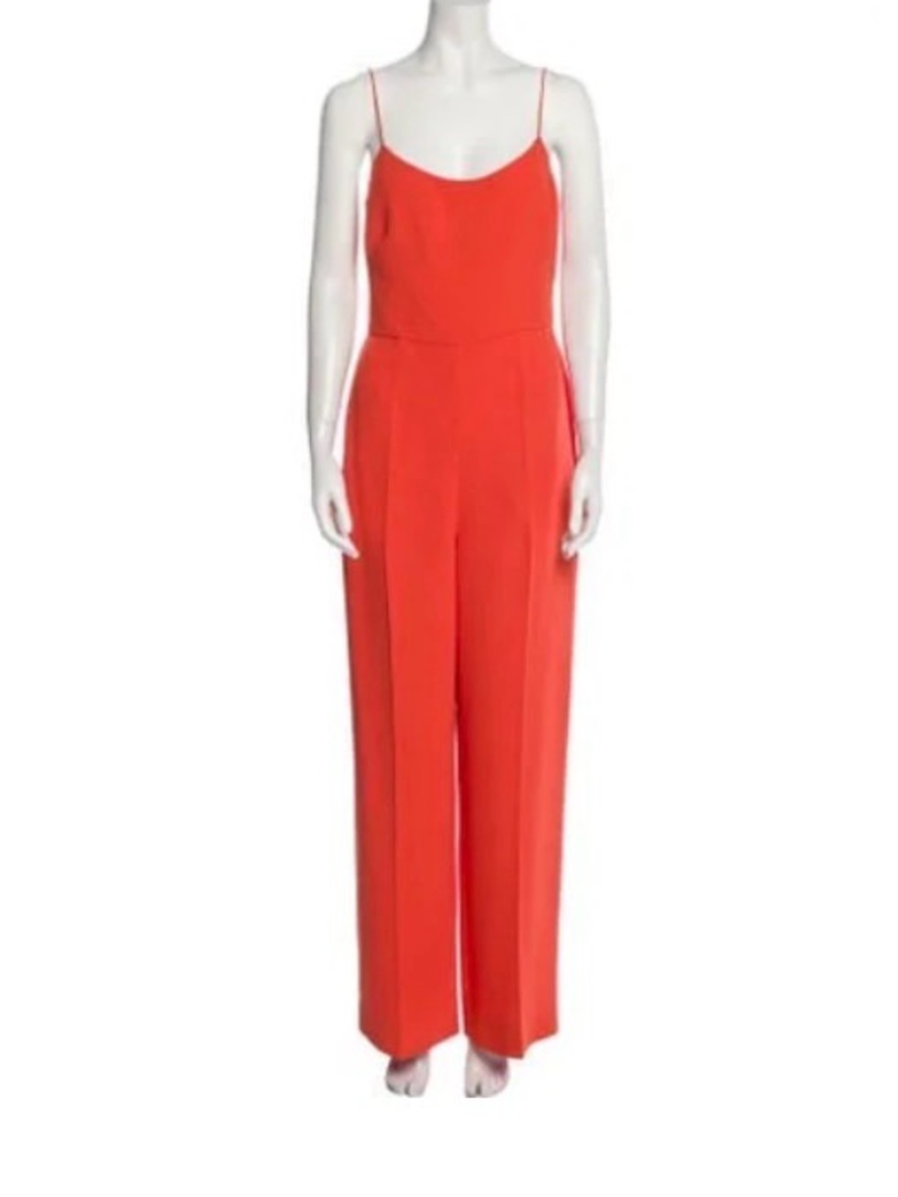 Ralph Lauren Purple Label Coral-Red Spaghetti Strap Wide-Leg Jumpsuit